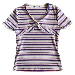 FRESHMAN Stripe Rib Twist T-shirt Girls size Medium (8-10)
